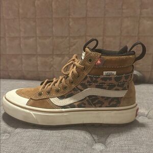 Vans Tan and Leopard Print High-Tops